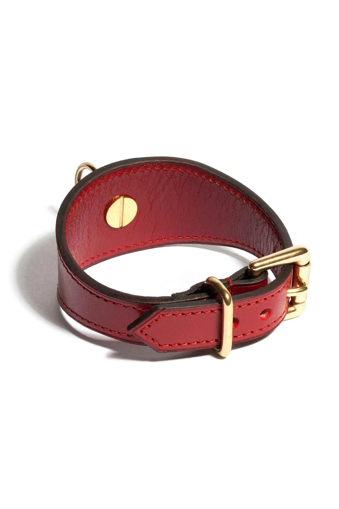 Red Leather Linotte Cuff Bracelets