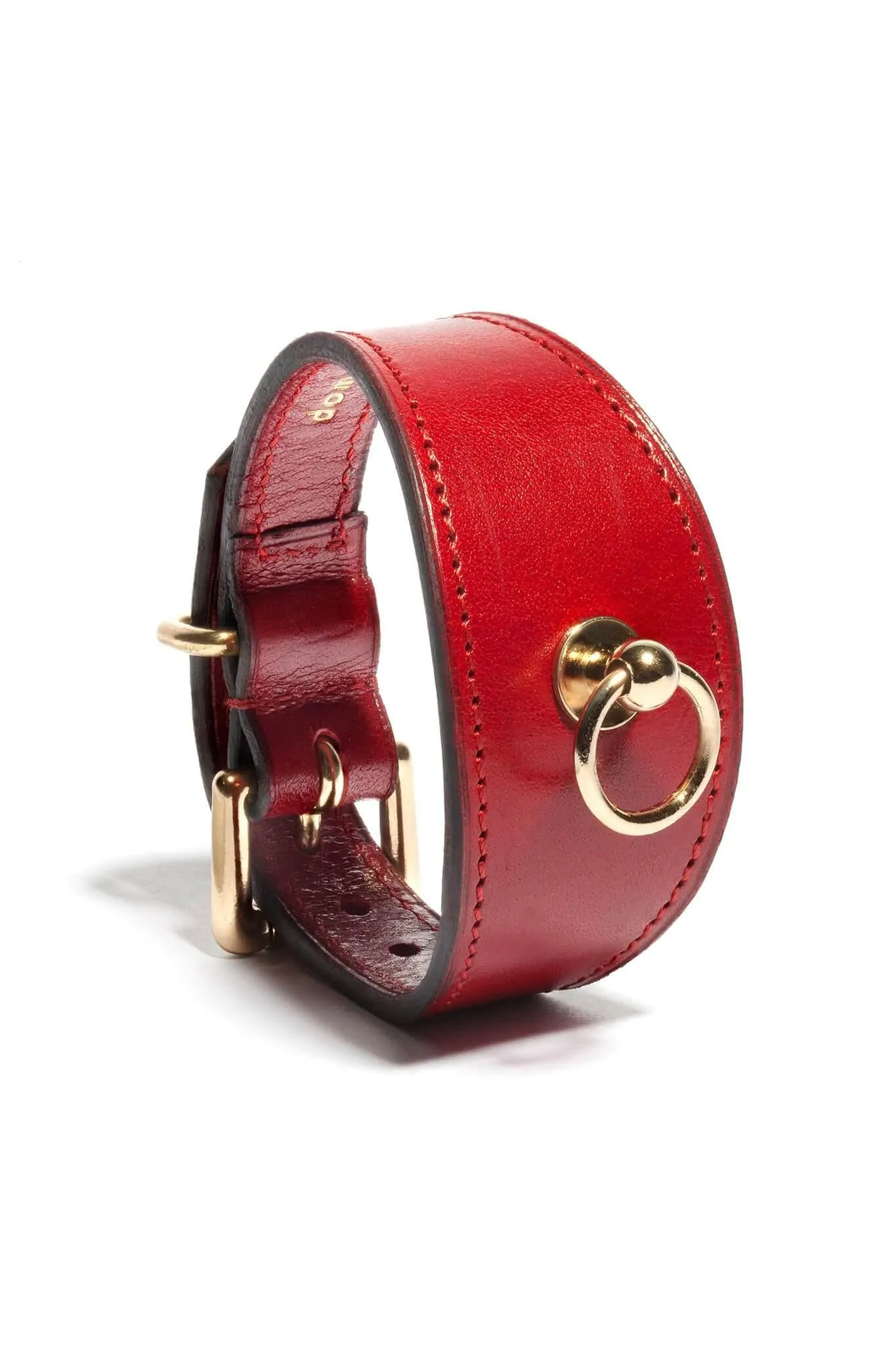 Red Leather Linotte Cuff Bracelets