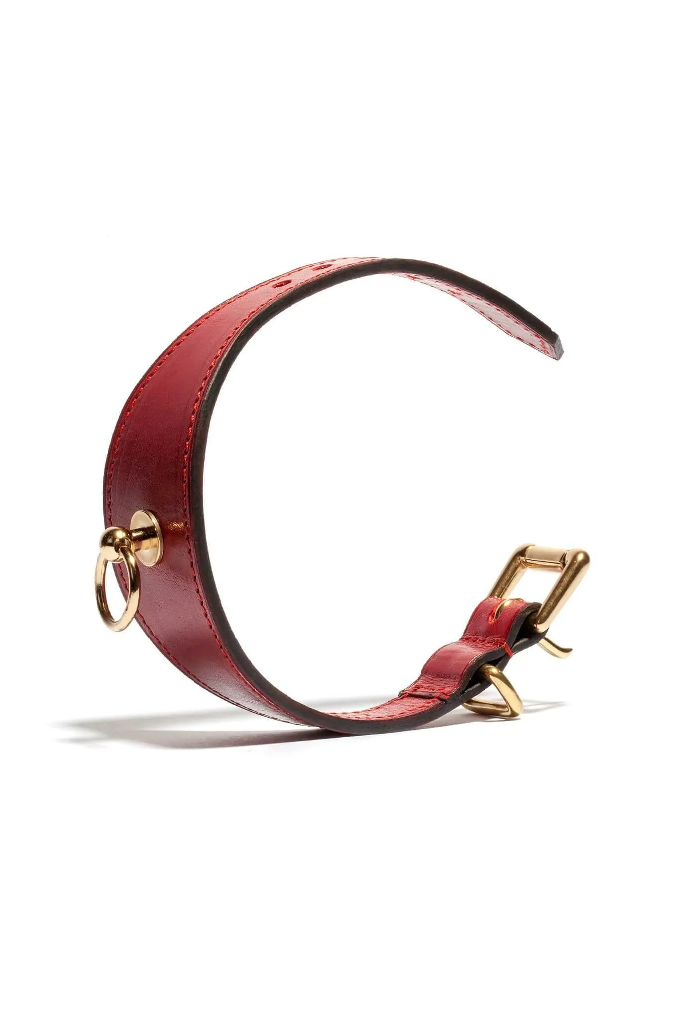 Red Leather Linotte Cuff Bracelets