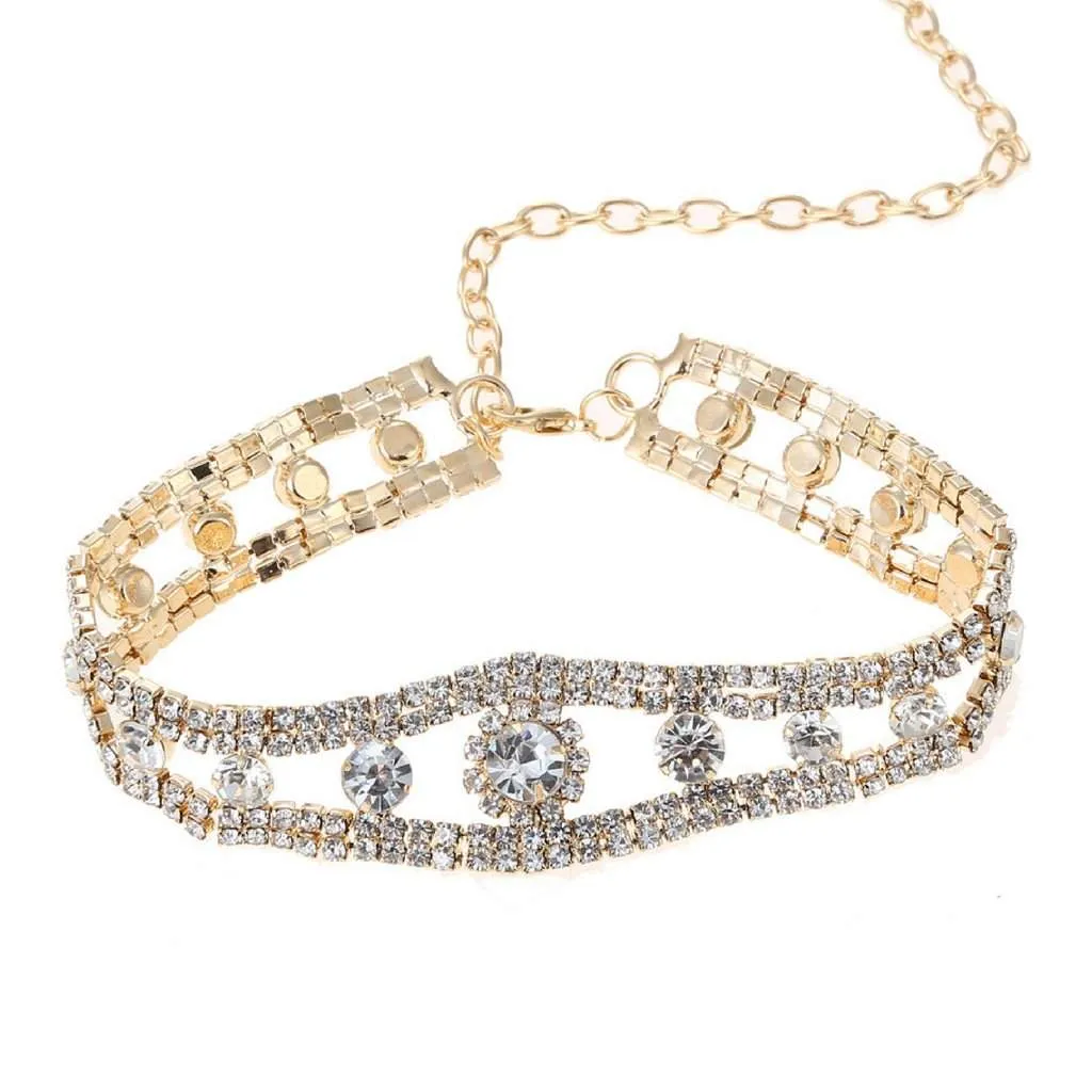 Rhinestone and Gold Choker