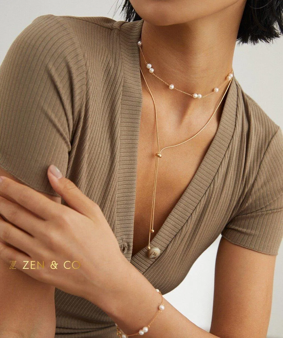 RILEY V neck minimalist stackable necklaces