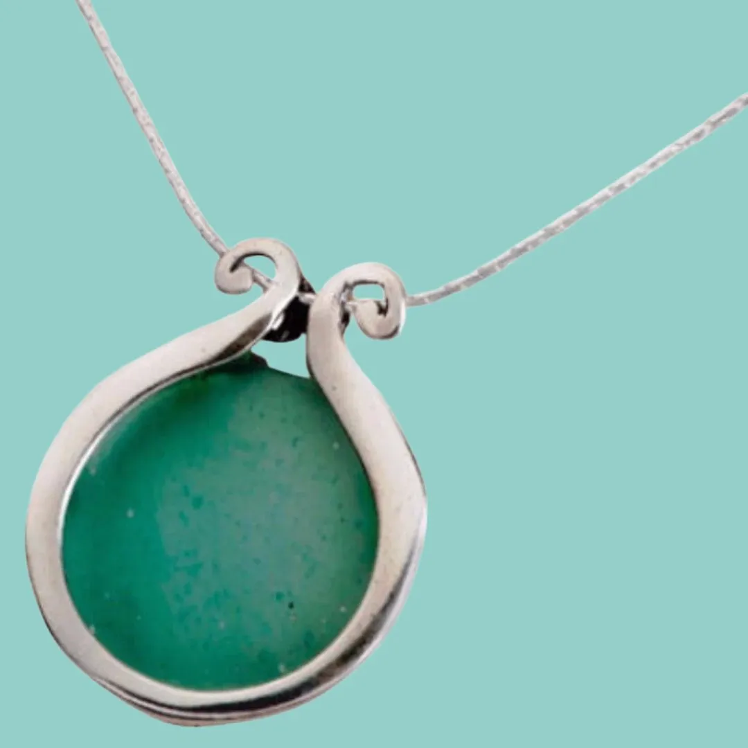 Roman Glass necklace on silver