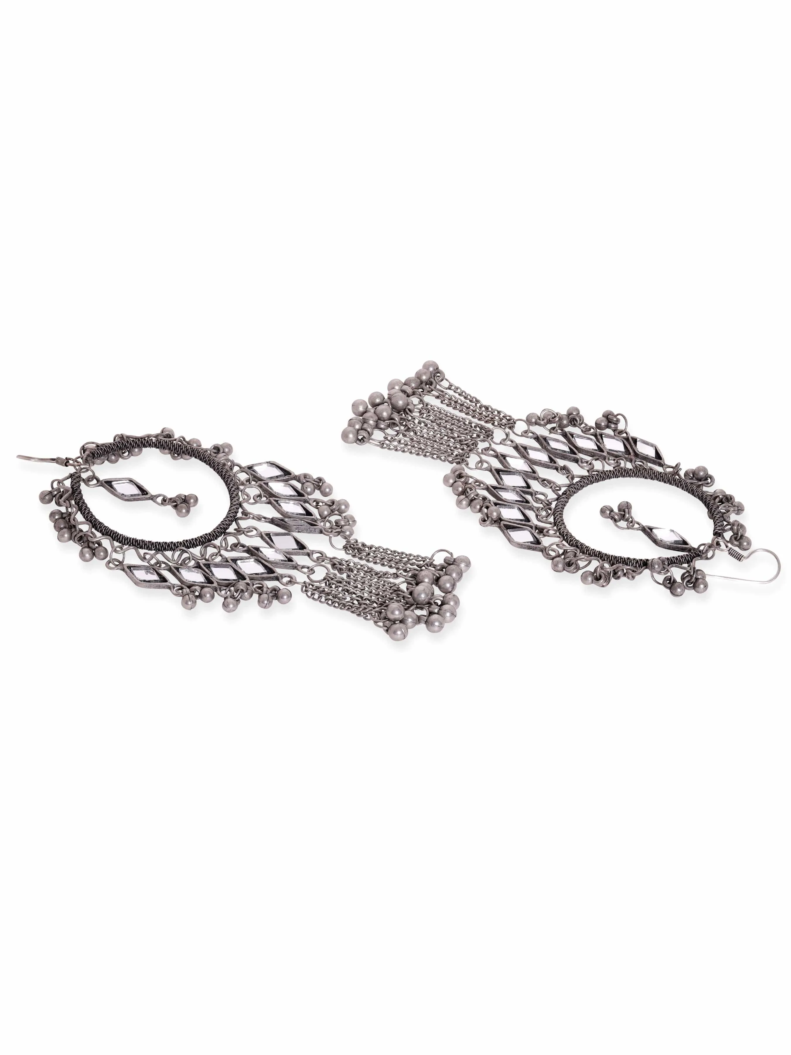 Rubans Oxidized silver Plated ghungroo dangle statement Earrings