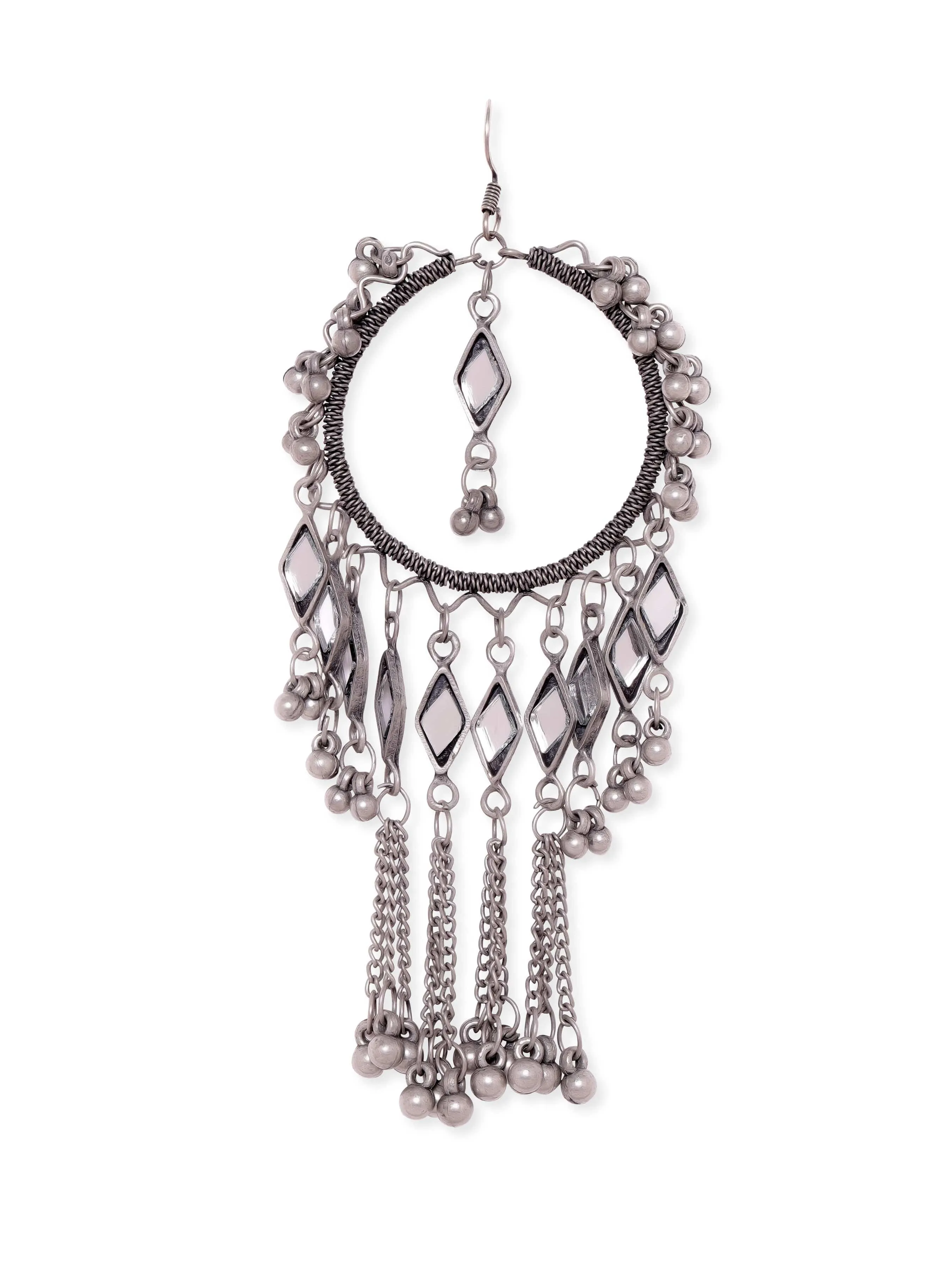 Rubans Oxidized silver Plated ghungroo dangle statement Earrings