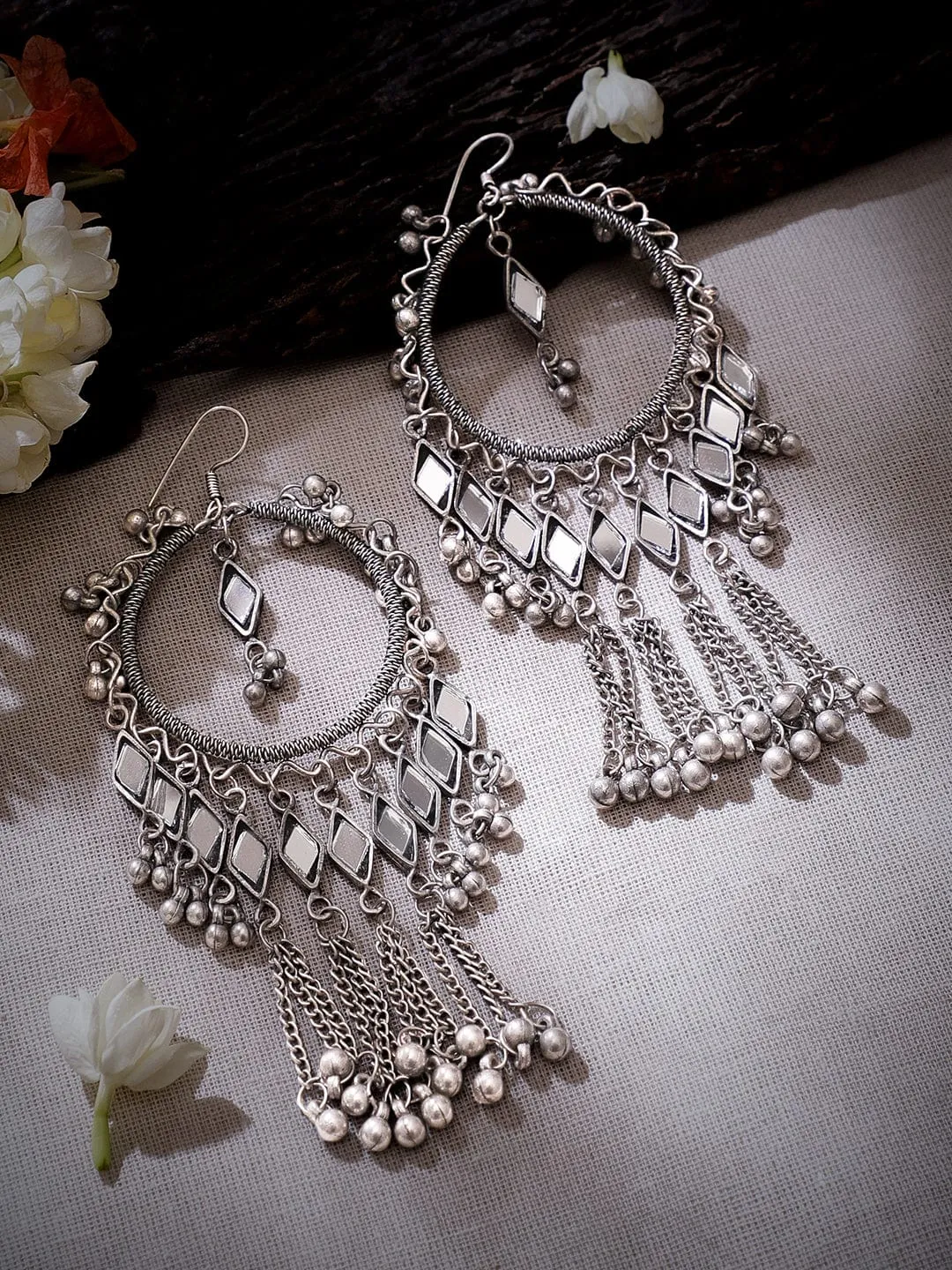 Rubans Oxidized silver Plated ghungroo dangle statement Earrings