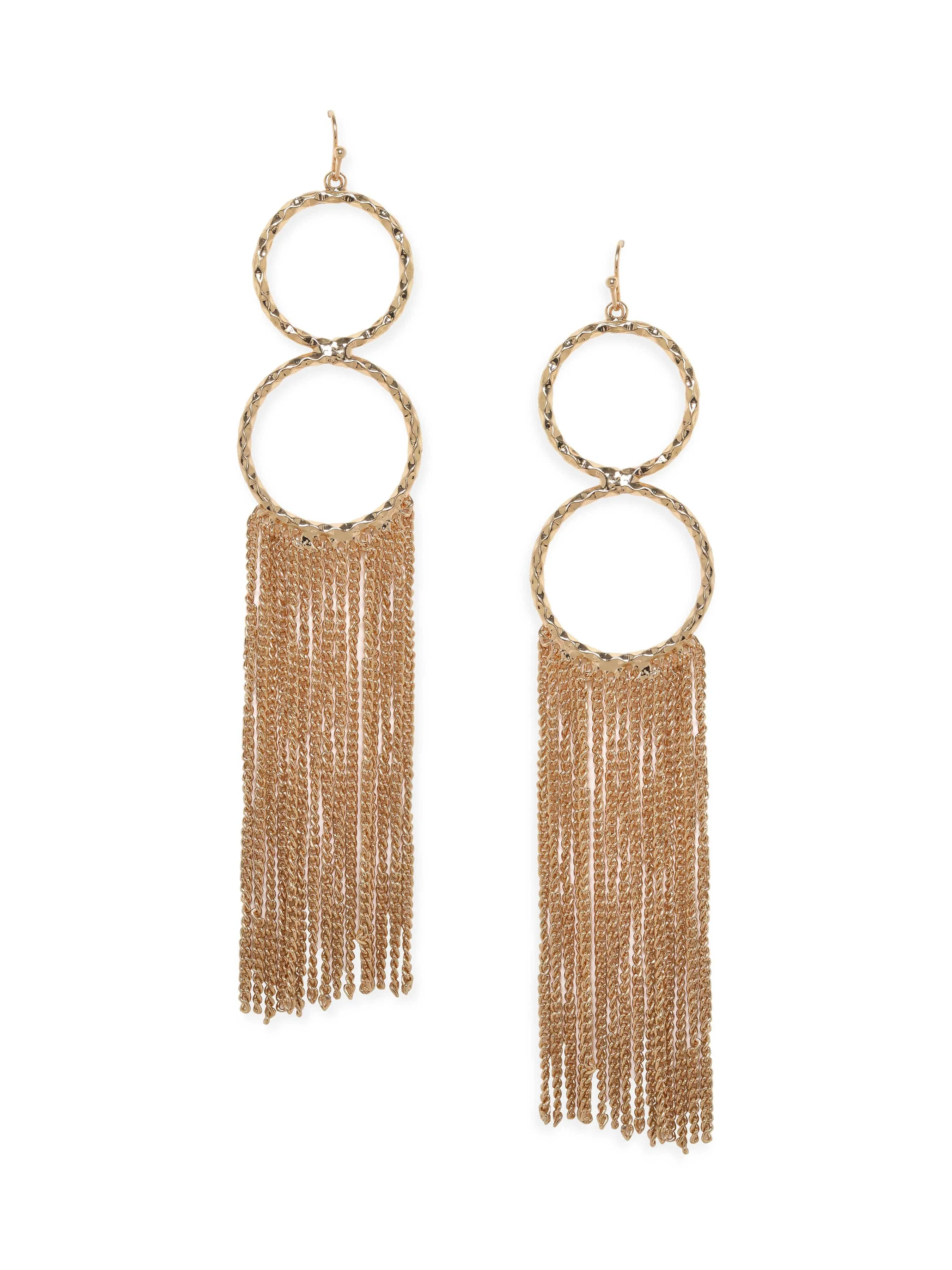 Rubans Voguish 18K Gold plated Textured Wired Tassle Statement Earring