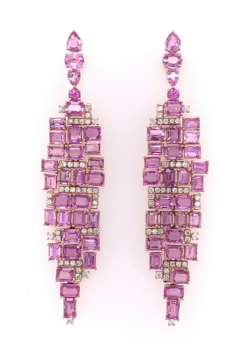 Ruchi 18K Rose Gold Pink Sapphire Chandelier Earrings