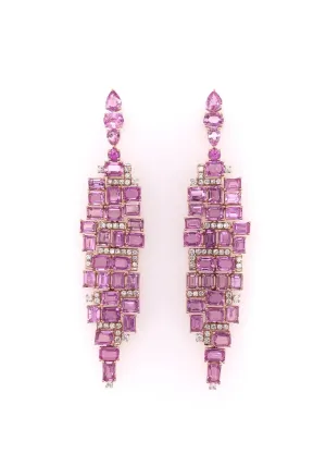 Ruchi 18K Rose Gold Pink Sapphire Chandelier Earrings