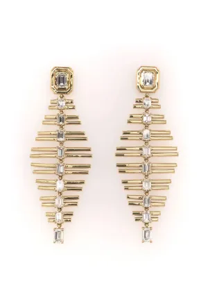 Ruchi 18KYG Scintillate Diamond Fishbone Dangle Earrings