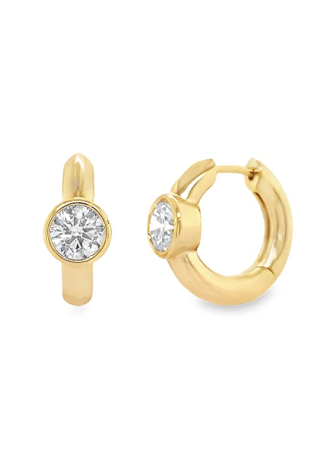 Ruchi Scintillate 18KYG Solitaire Round Diamond Hoop Earrings