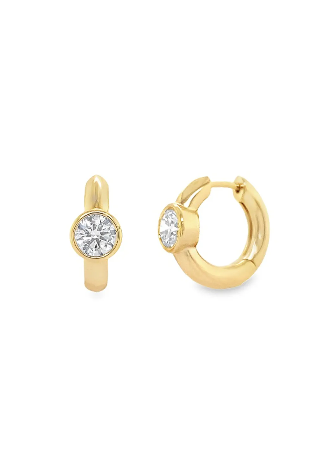 Ruchi Scintillate 18KYG Solitaire Round Diamond Hoop Earrings