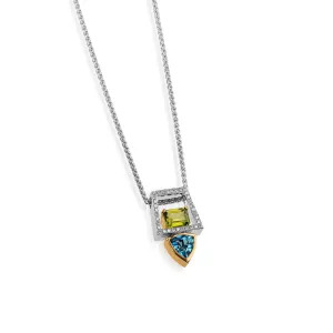 Signature Blue Topaz and Peridot Pendant Necklace