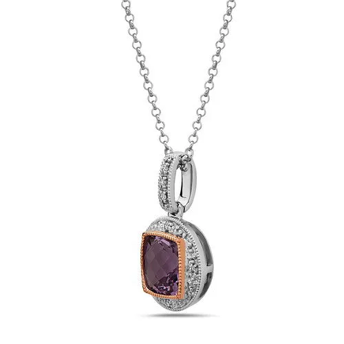 Silver & 14K Gold Gemstone And Diamond Pendant