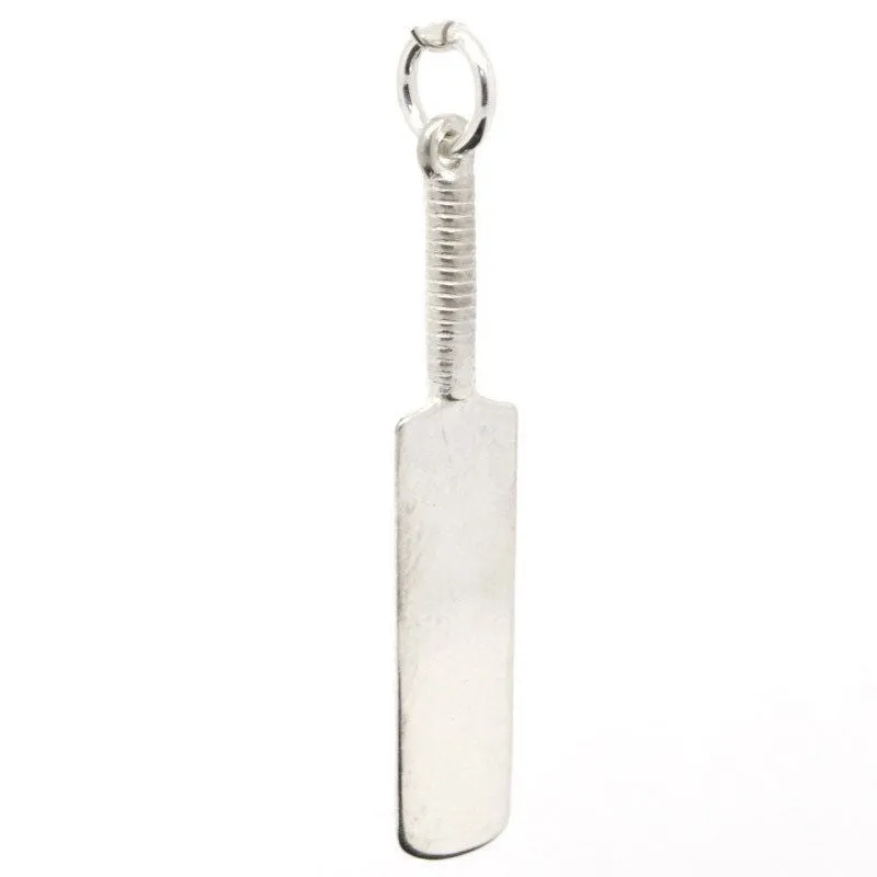 Silver Cricket Bat Charm