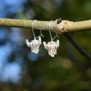 Silver Highland Cow Drop Earrings