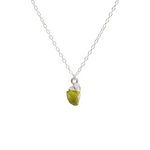 Silver Peridot Raw Crystal Necklace