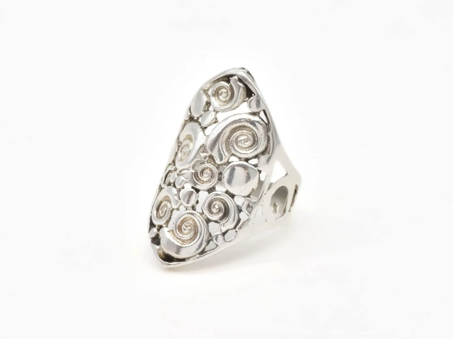 Silver Swirl Ring - Large Swirl Ring - Unique Bali Style Ring