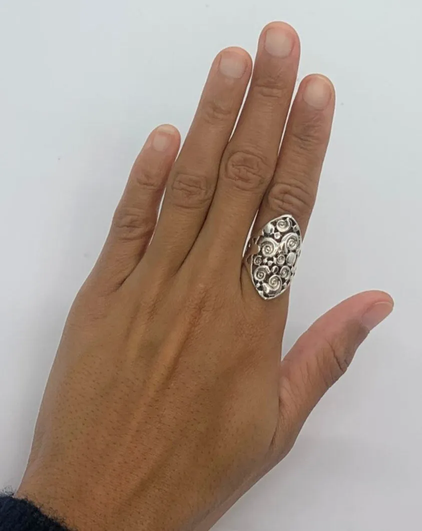 Silver Swirl Ring - Large Swirl Ring - Unique Bali Style Ring