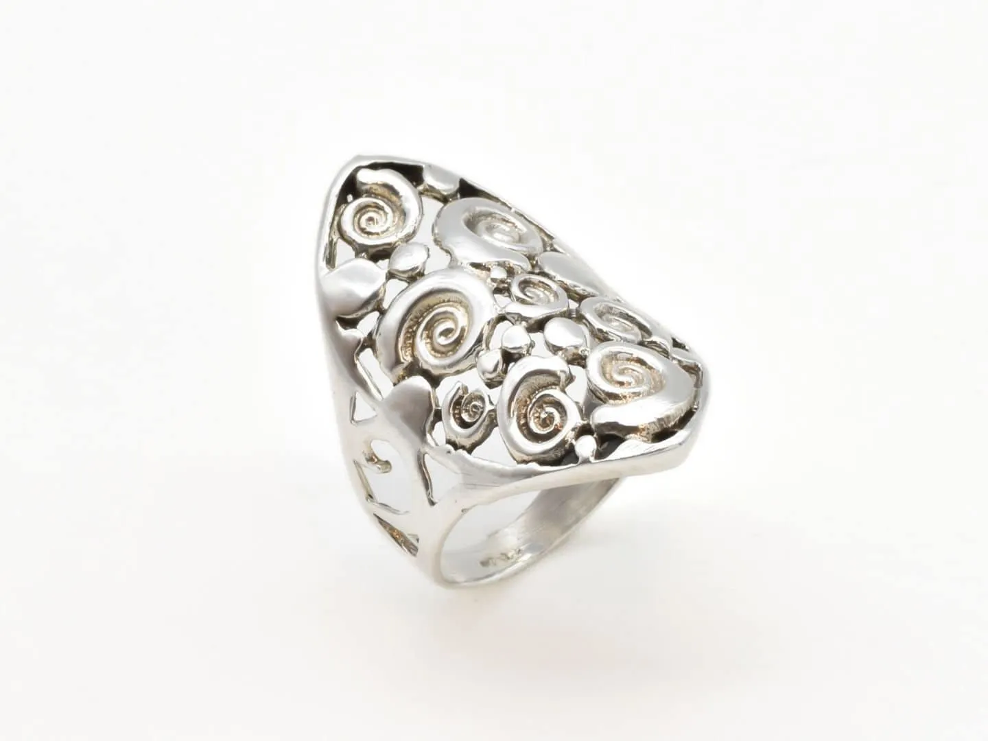 Silver Swirl Ring - Large Swirl Ring - Unique Bali Style Ring