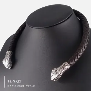 Silver Torc Snake Brown Leather | Fenris