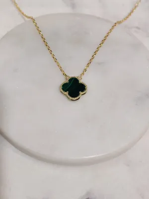 Small Malachite Clover necklace