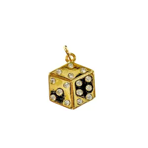 Smooth Gold Dice Charm For Charm Necklace & Bracelet