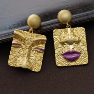 Statue Drop Asymmetrical Earrings