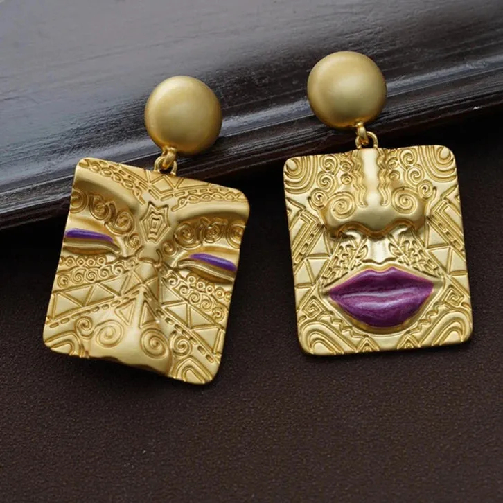 Statue Drop Asymmetrical Earrings