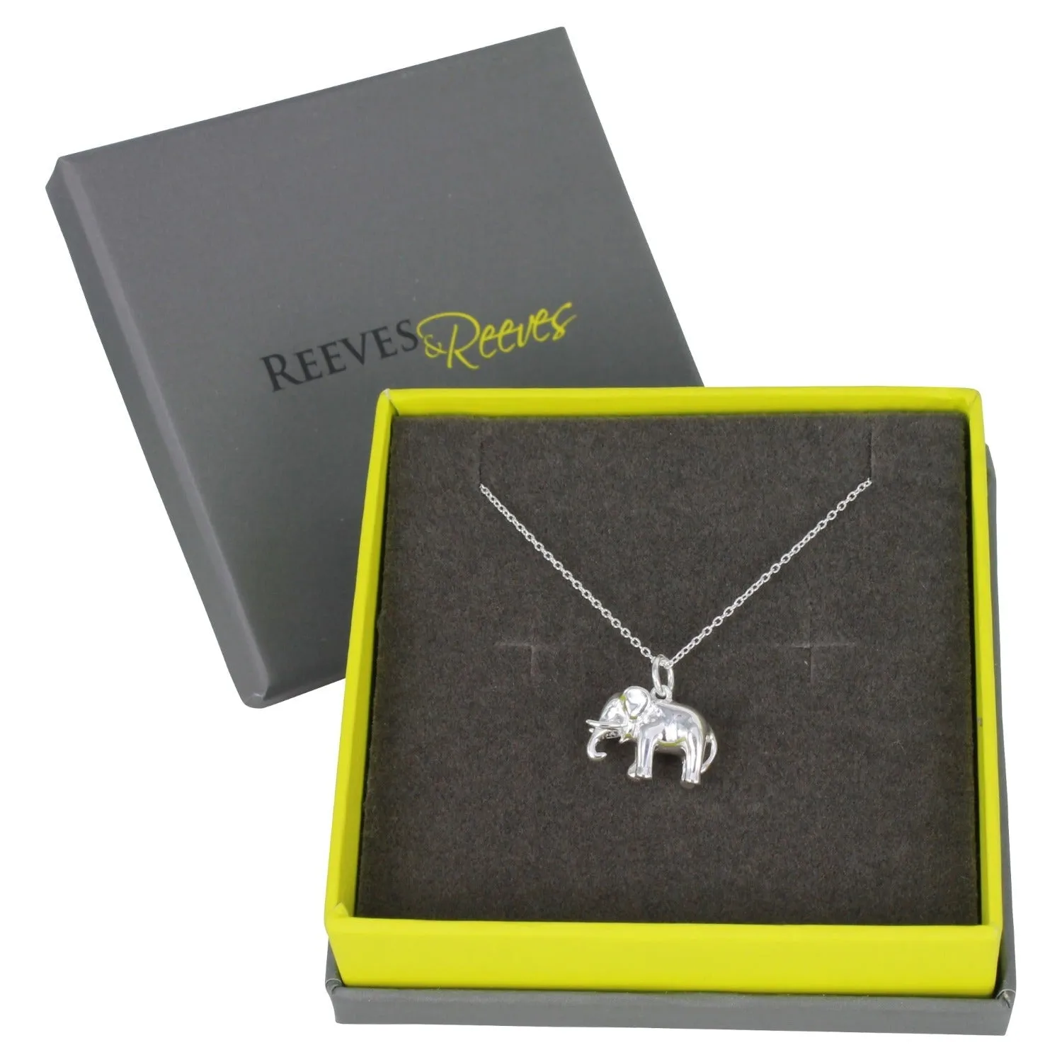 Sterling Silver 3D Elephant Pendant Necklace