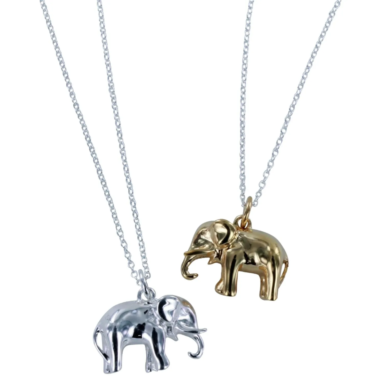 Sterling Silver 3D Elephant Pendant Necklace