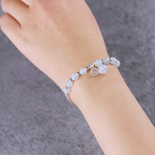 Sterling Silver Aquamarine Beaded Bracelet Handmade Jewelry for Women