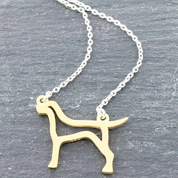 Sterling Silver Golden Hound Silhouette Necklace