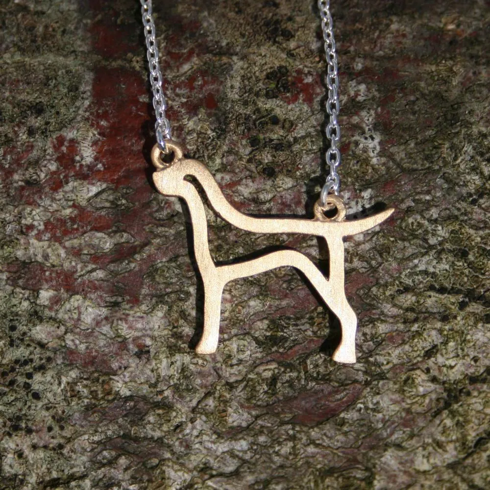 Sterling Silver Golden Hound Silhouette Necklace