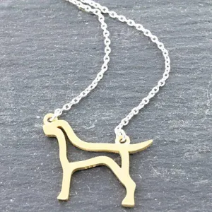 Sterling Silver Golden Hound Silhouette Necklace