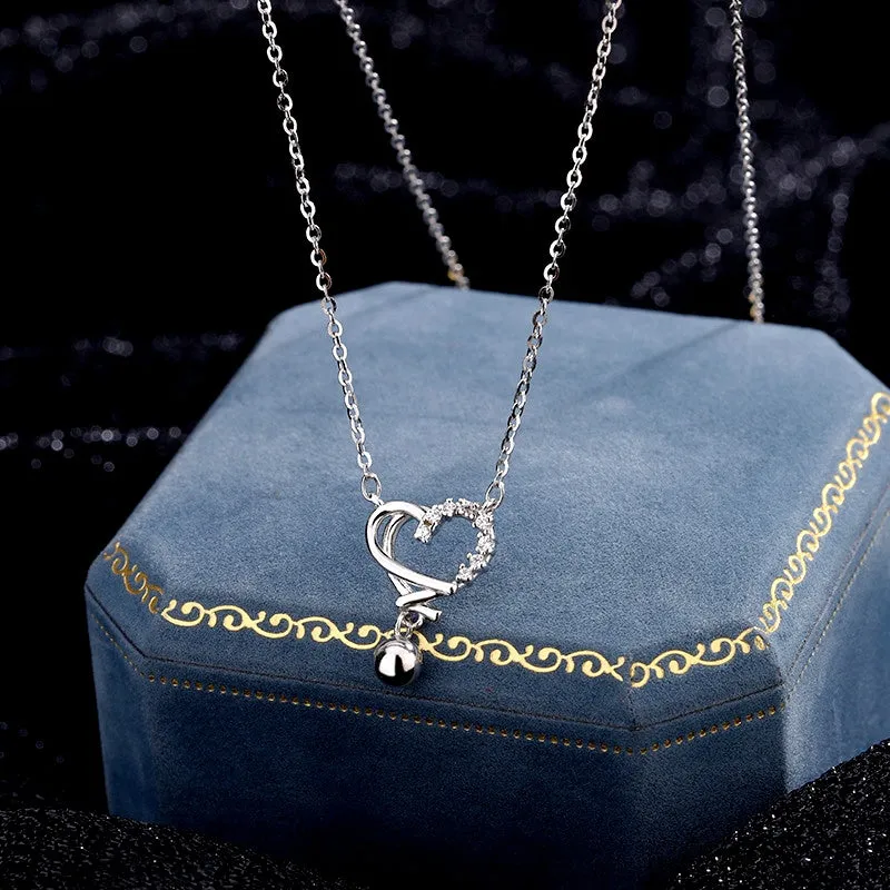 Sterling Silver Hollow Heart Necklace