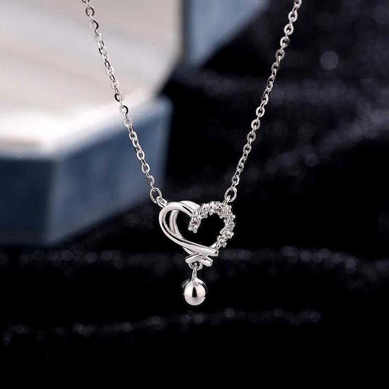 Sterling Silver Hollow Heart Necklace