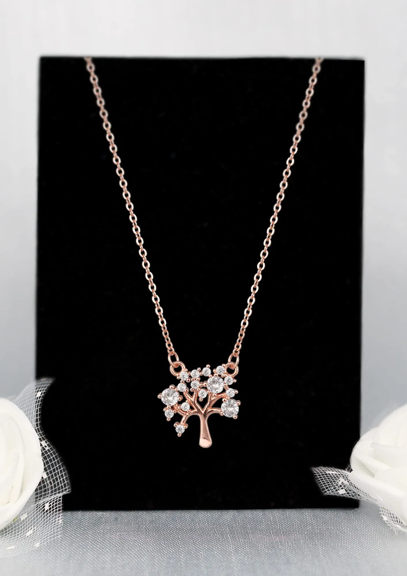 Sterling Silver Hypoallergenic Rose Gold Tree of Life Necklace