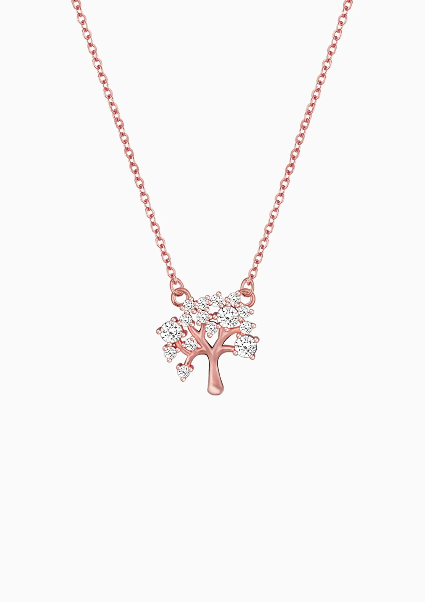 Sterling Silver Hypoallergenic Rose Gold Tree of Life Necklace