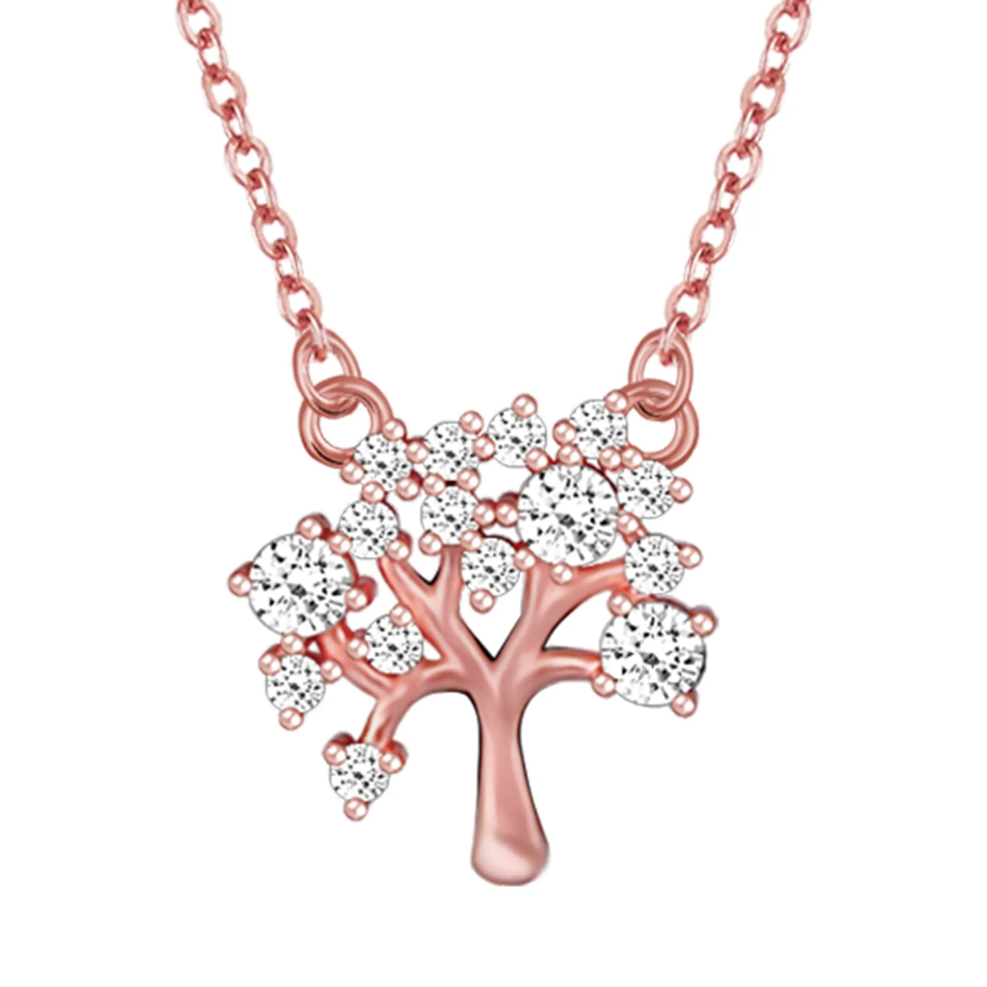 Sterling Silver Hypoallergenic Rose Gold Tree of Life Necklace