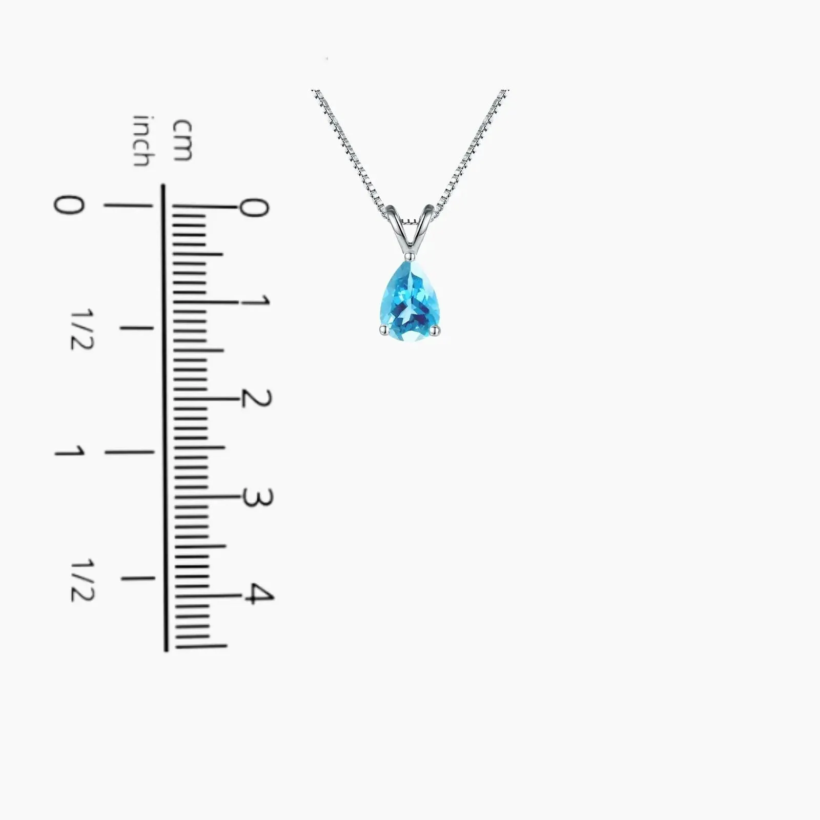 Swiss Blue Topaz  Pear Shape Pendant Necklace - 925 Sterling Silver