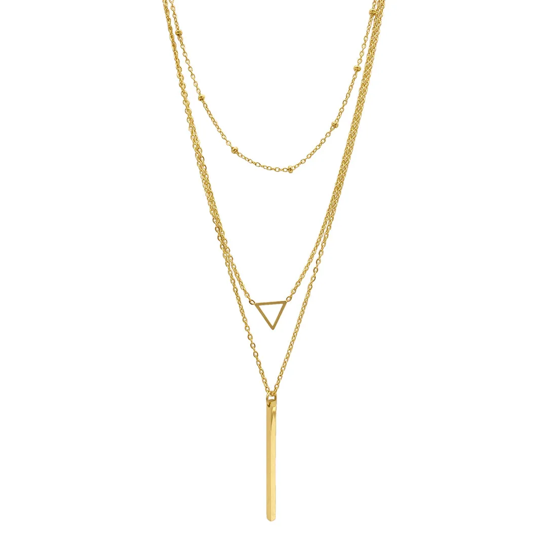 Tarnish Resistant 14k Gold Plated Layered Pendant Necklace Set