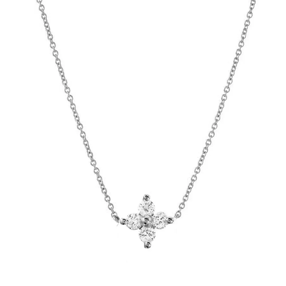 Tiny Star Diamond Necklace White Gold