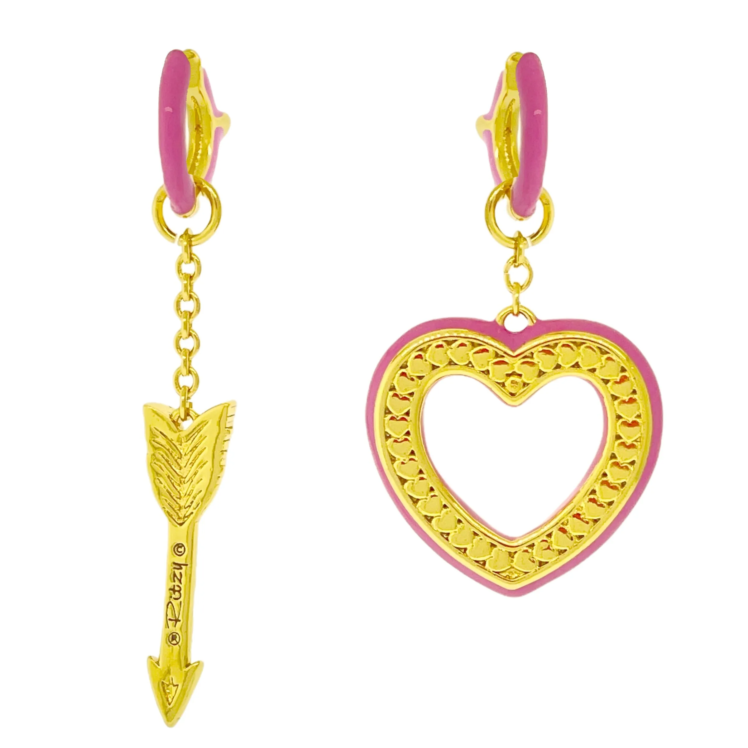 Valentine Hearts and Arrows Love Rainbow Huggies by Ritzy Couture DeLuxe - 18k Gold Plating