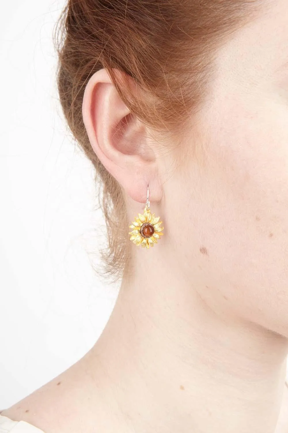 Van Gogh Sunflower Earrings - Wire