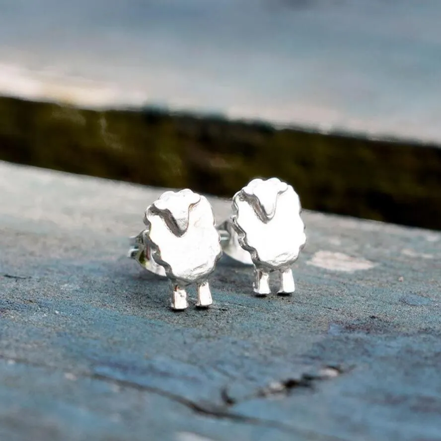 'Wee Sheep' silver earrings