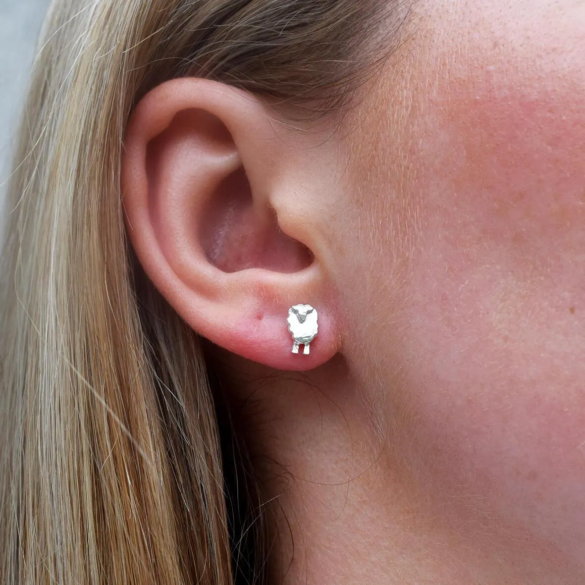 'Wee Sheep' silver earrings