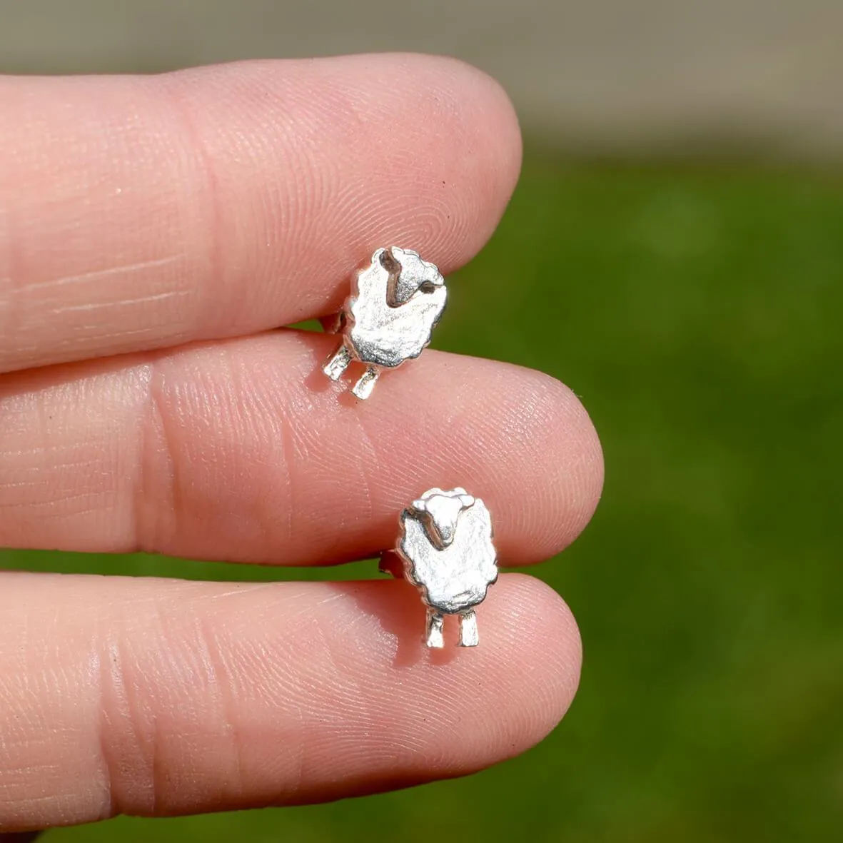 'Wee Sheep' silver earrings