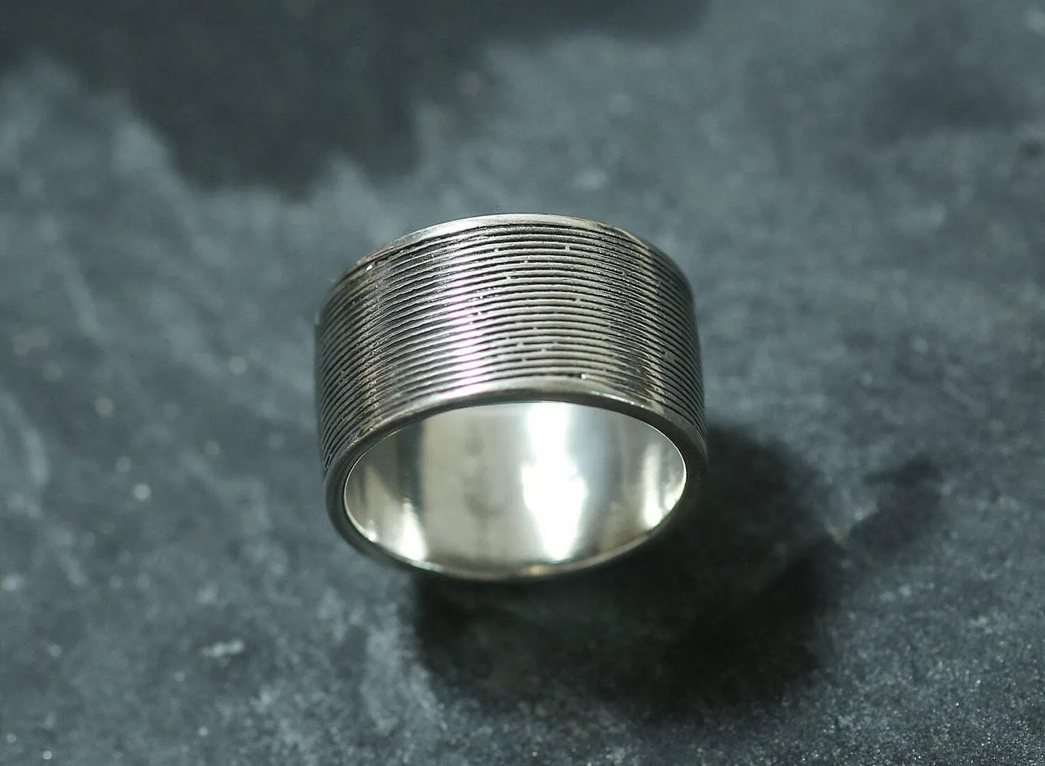 Wide Silver Band - Silver Statement Ring - Modern Silver Band