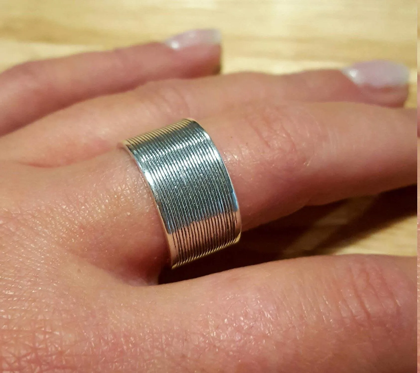 Wide Silver Band - Silver Statement Ring - Modern Silver Band