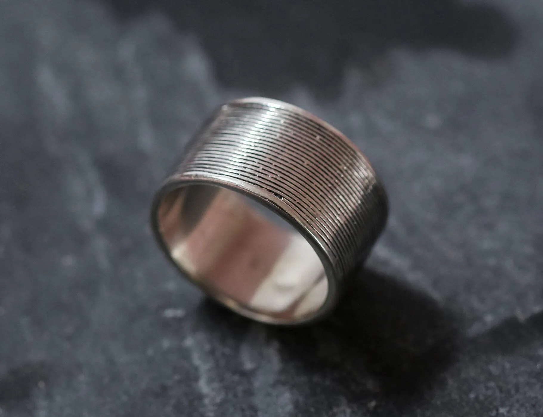 Wide Silver Band - Silver Statement Ring - Modern Silver Band